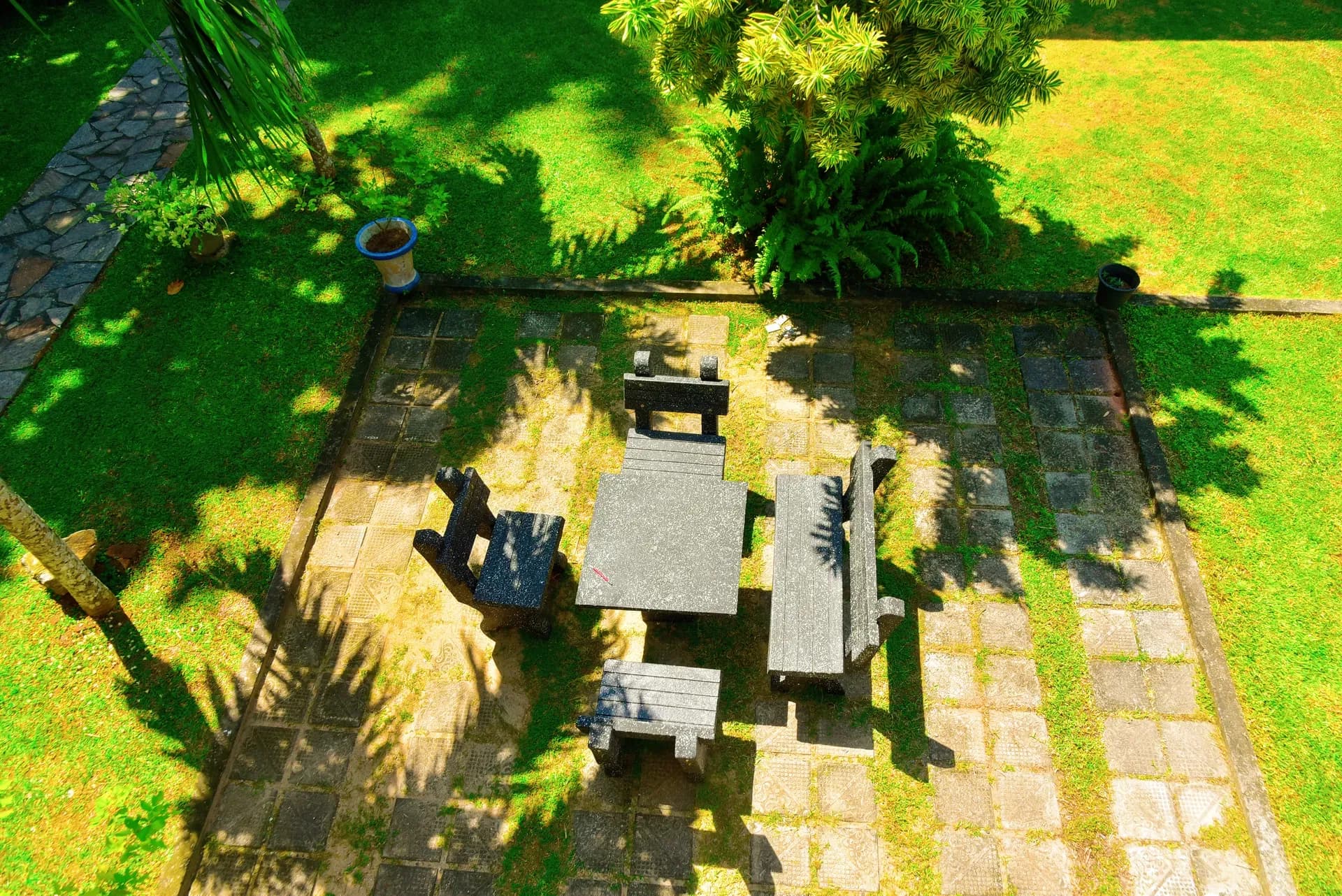 Bungalow building surrounded by greenery