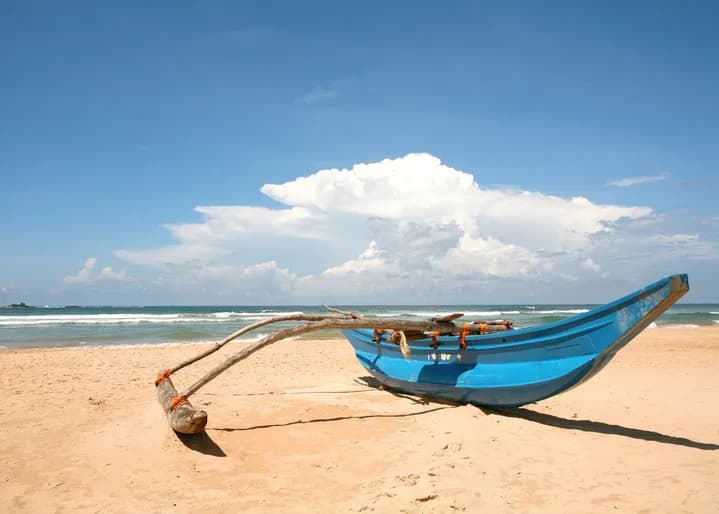 Bentota Beach with golden sand and ocean waves